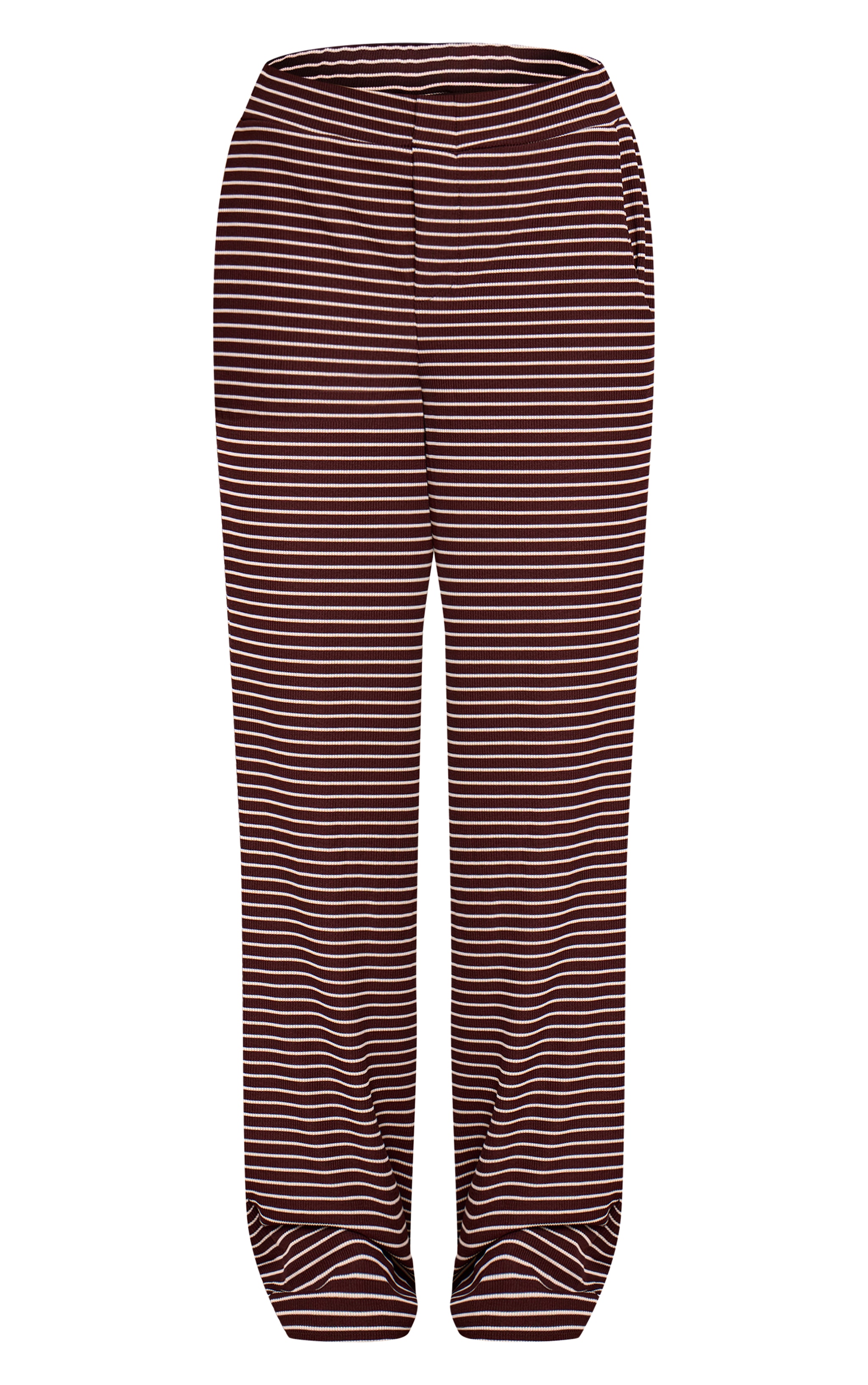 Chocolate Striped  Boyfriend Style Wide Leg Pants image 5