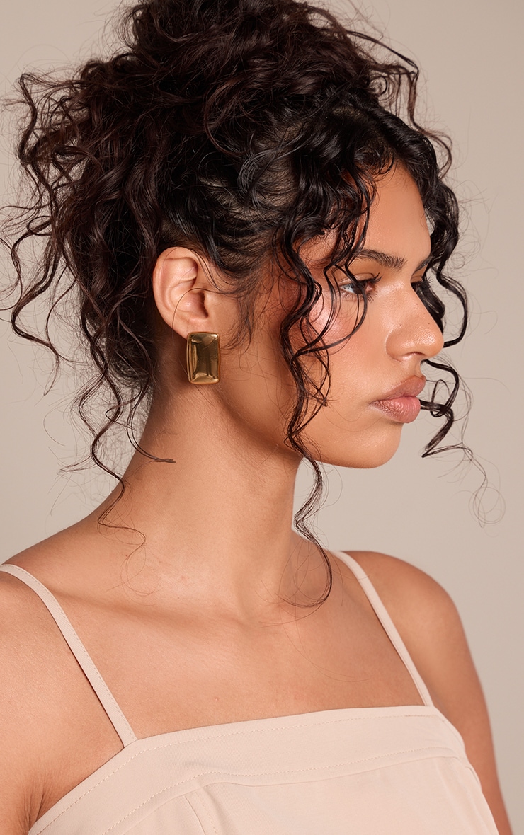 Stainless Steel Smooth Rectangle Stud Earrings