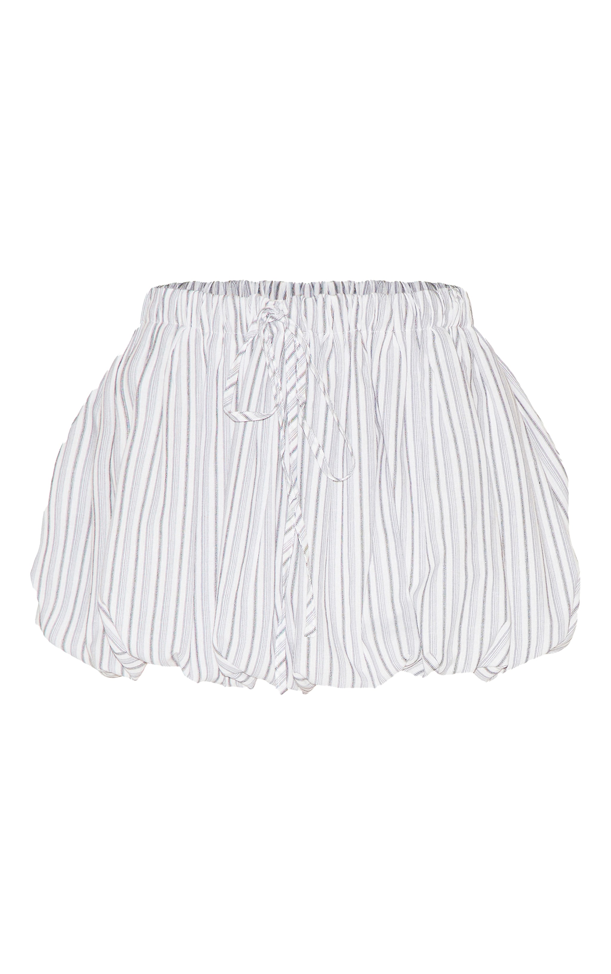 White Pinstripe Cotton Puffball Mini Skirt image 6