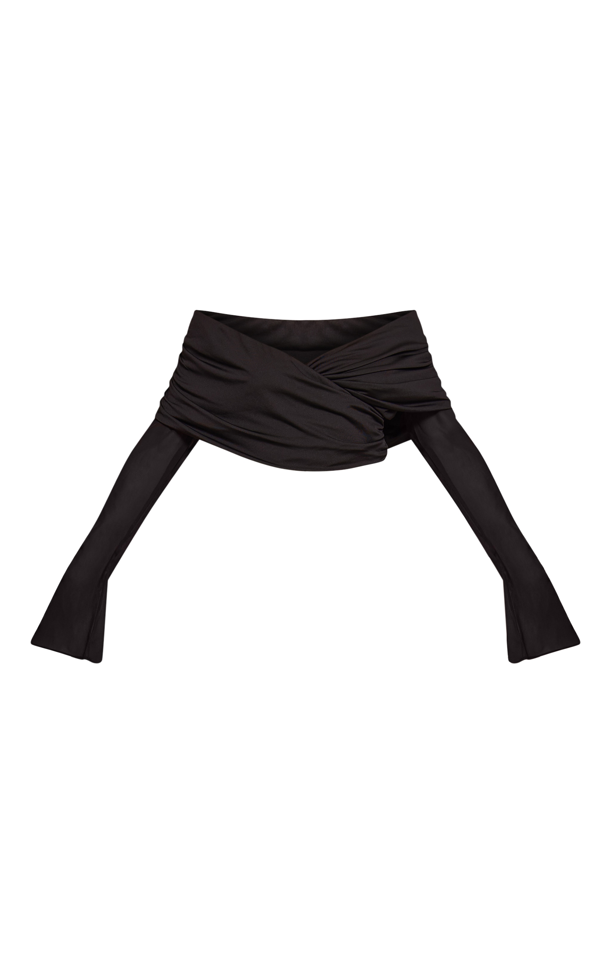 Petite Black Bardot Twist Front Crop Top image 5