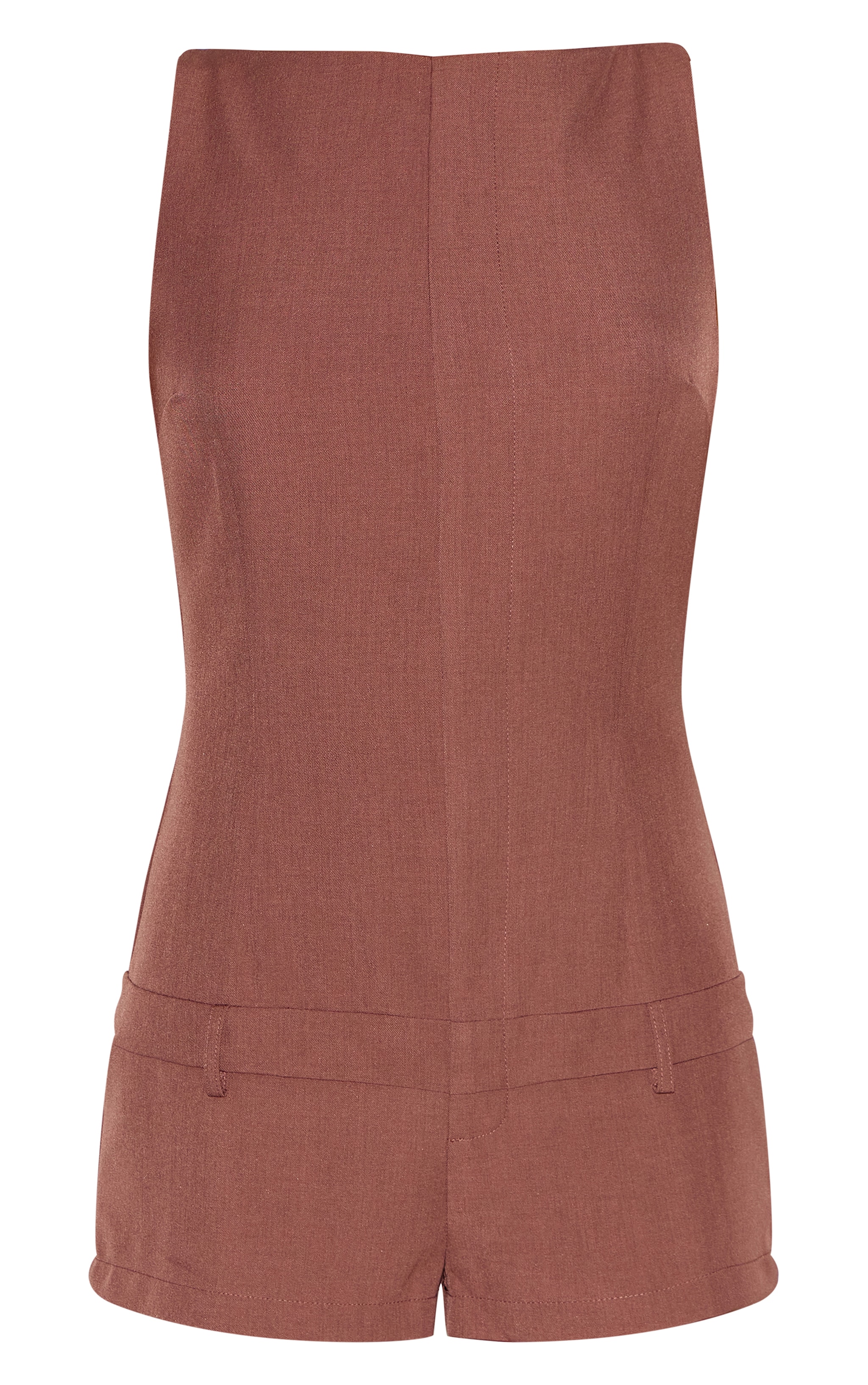 Petite Mocha Tailored Boat Neck Playsuit image 5