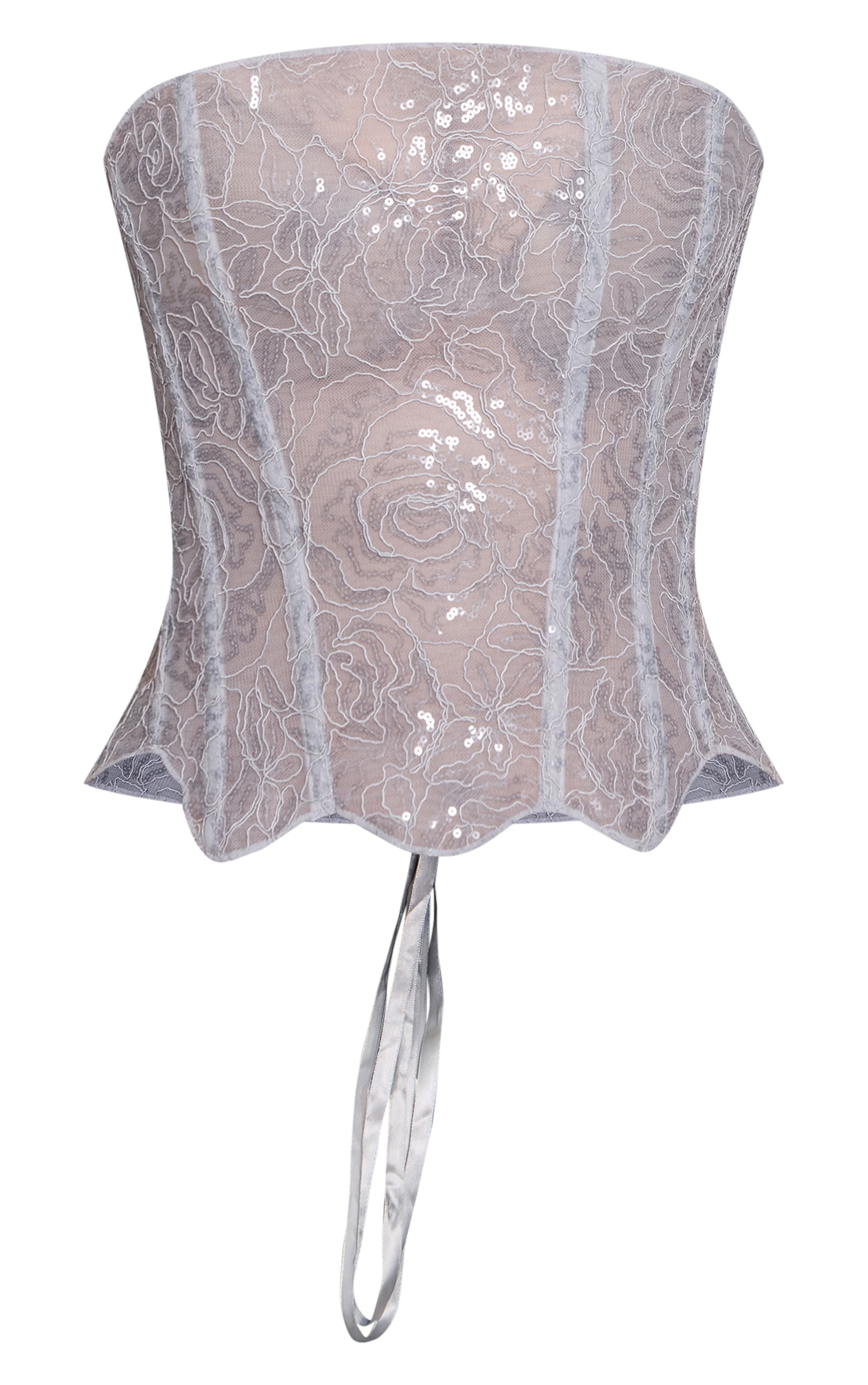 Corset en dentelle texturée argentée à sequins image 5