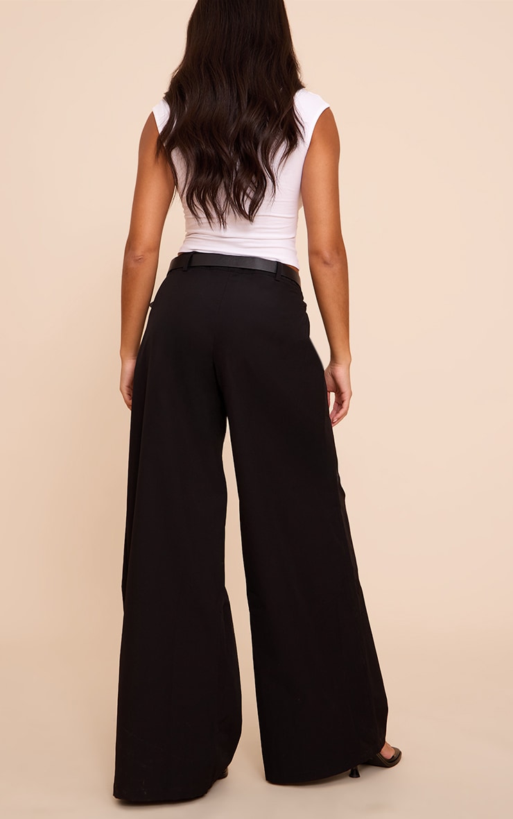 Black Belted Extreme Wide Leg Lightweight Pants | Bottoms