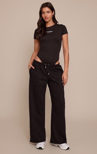 Tall Black Prettylittlething Wide Leg Track Pants