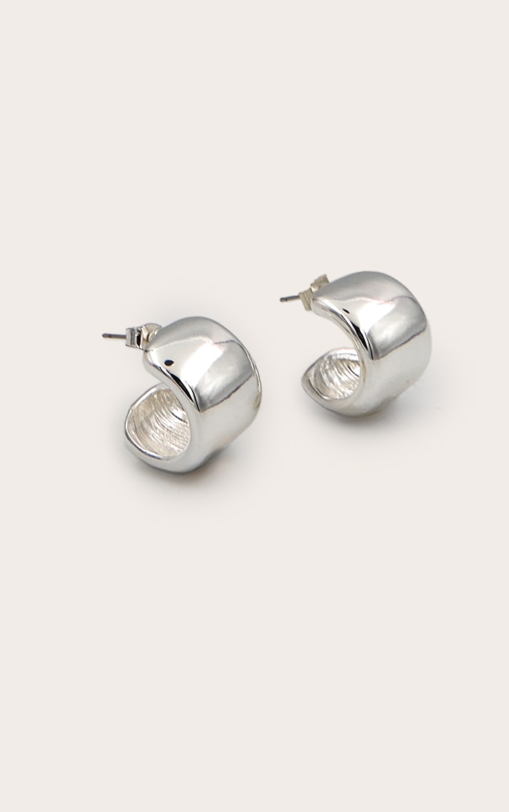 Silver Plated Smooth Hoop Earring image 3