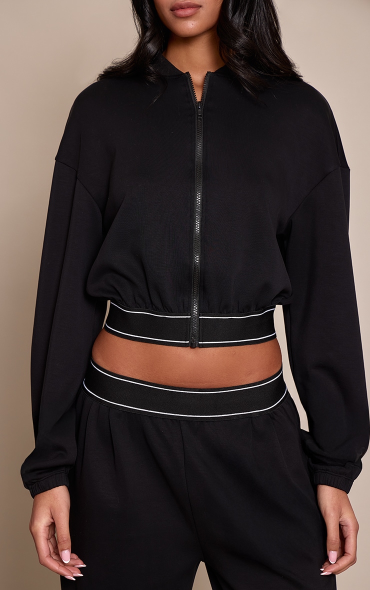 Tall PLT Veste bomber douce noire à taille élastique image 4