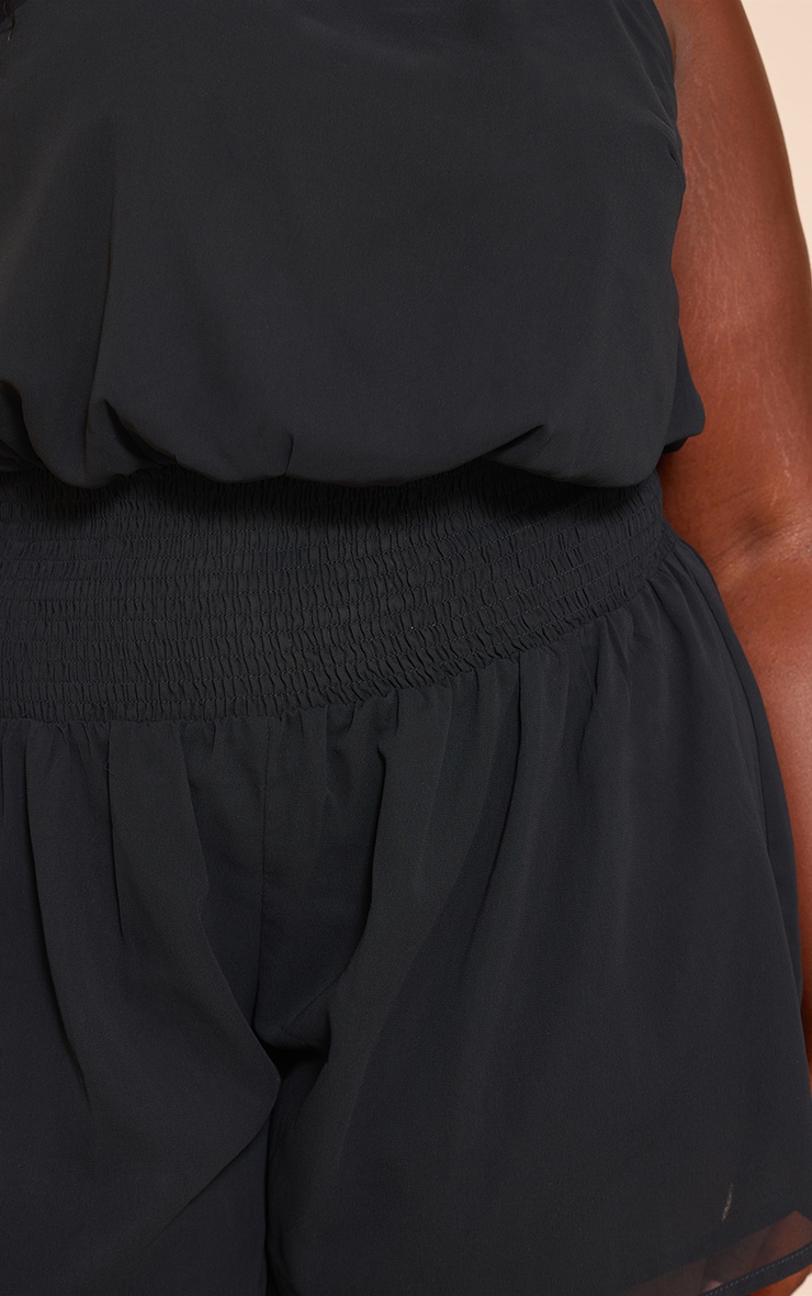 Plus Black Chiffon Halterneck Romper image 4