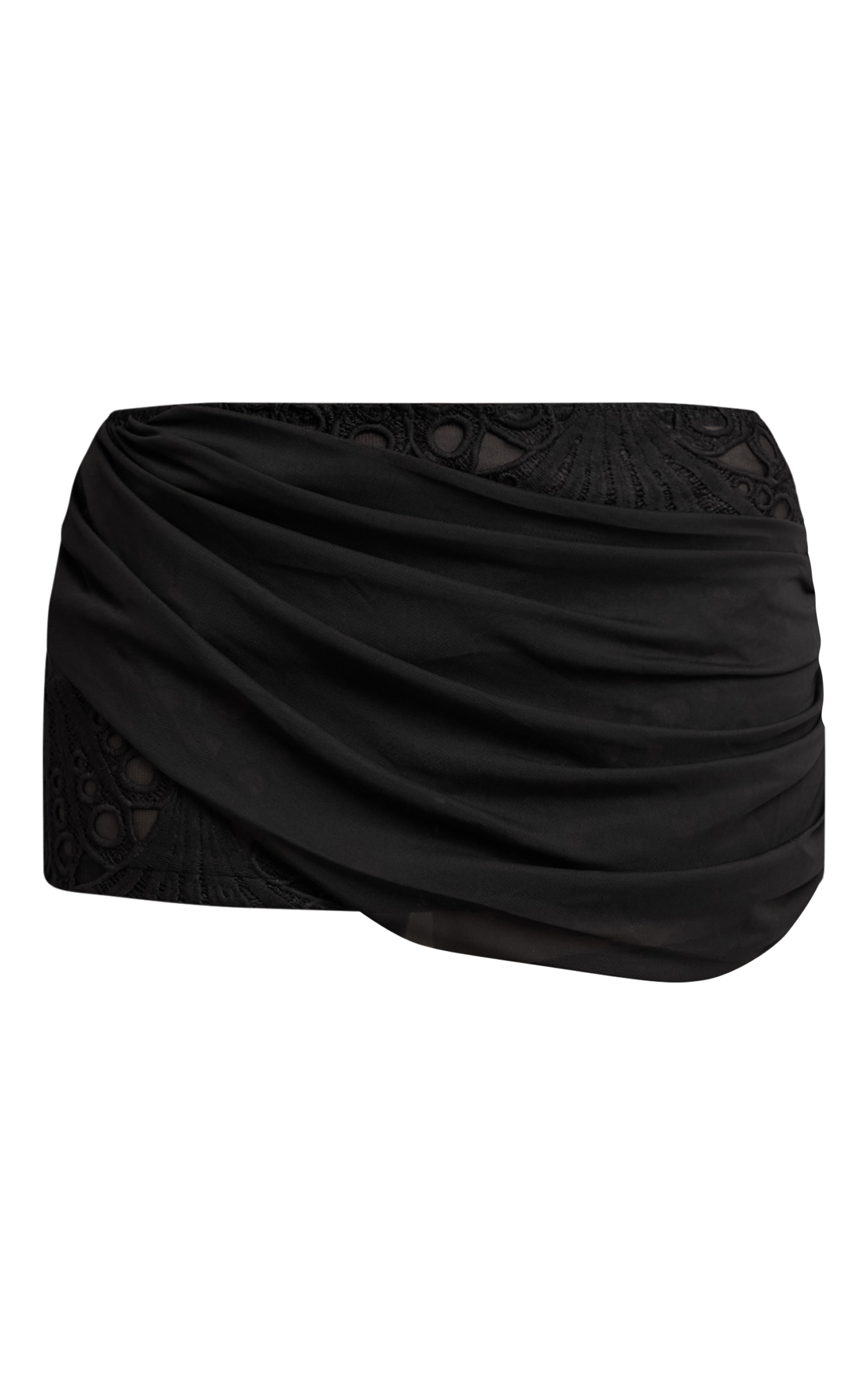 Black Floral Lace Drape Detail Mini Skirt  image 6