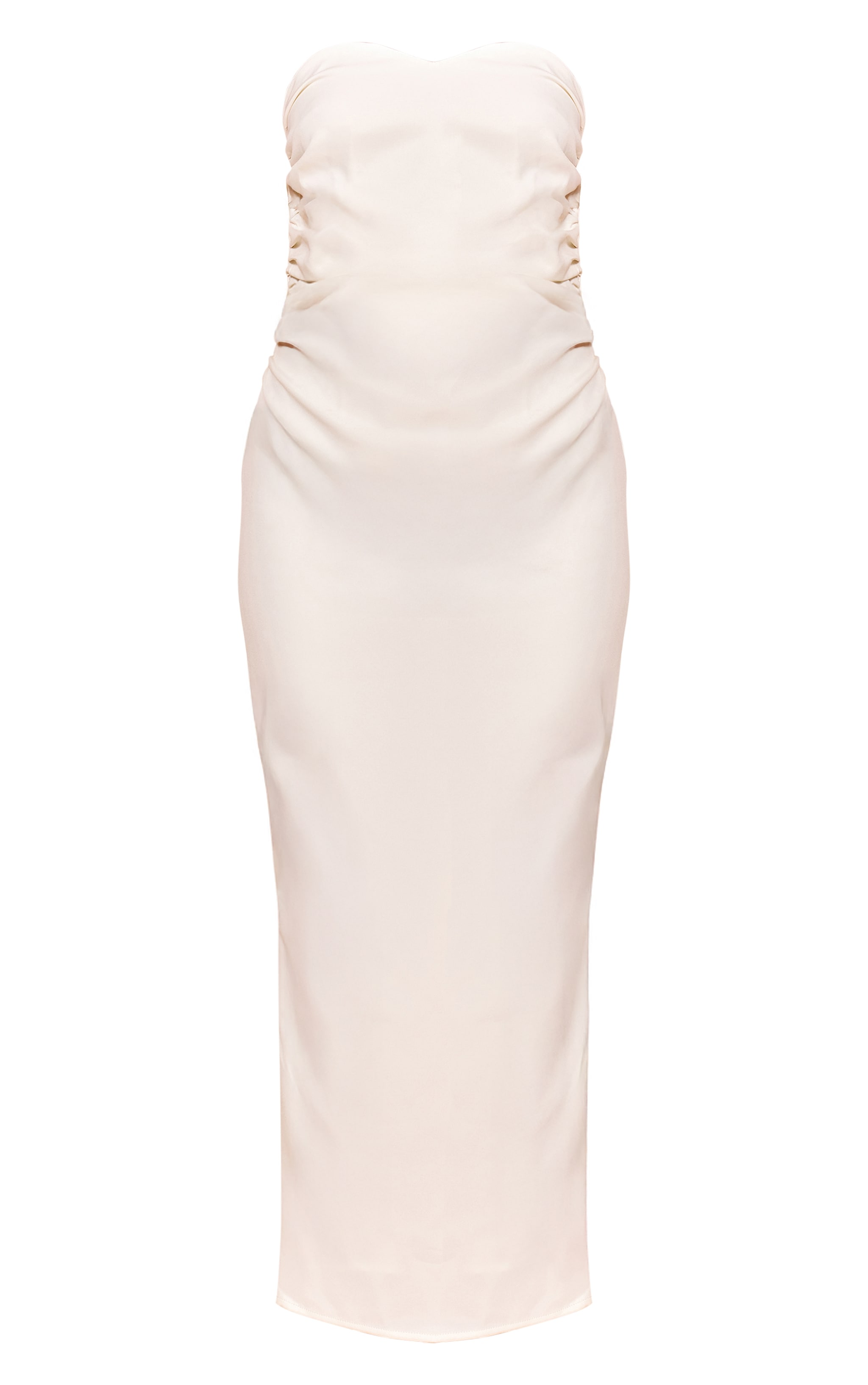 White Woven Tailored Bandeau Ruched Midaxi Dress image 5