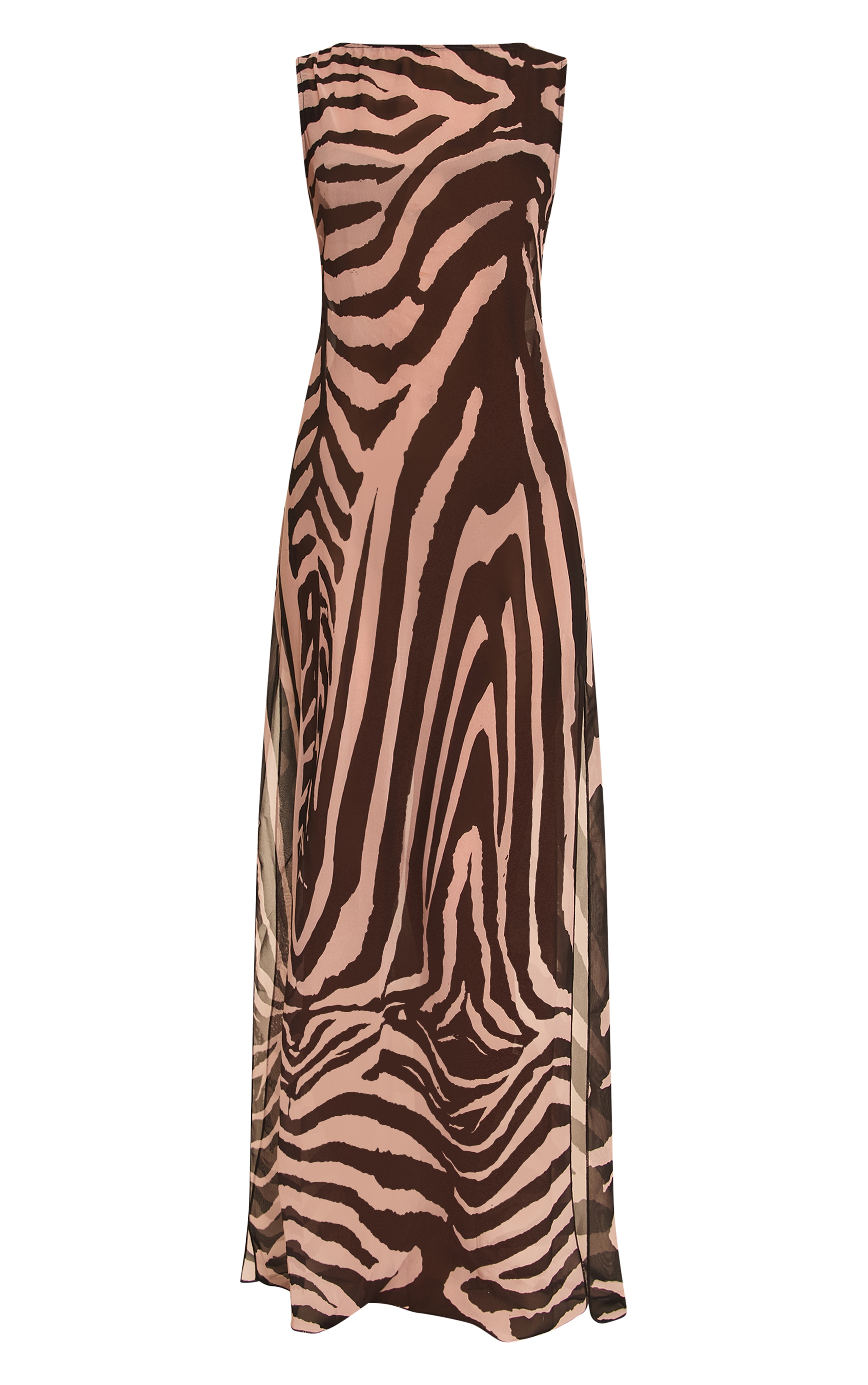 Robe de plage en mousseline de soie imprimé zèbre sans manches image 5