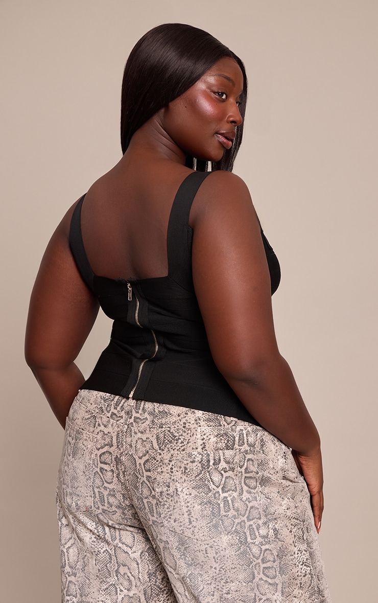 Plus Black Bandage Square Neck Corset  image 2