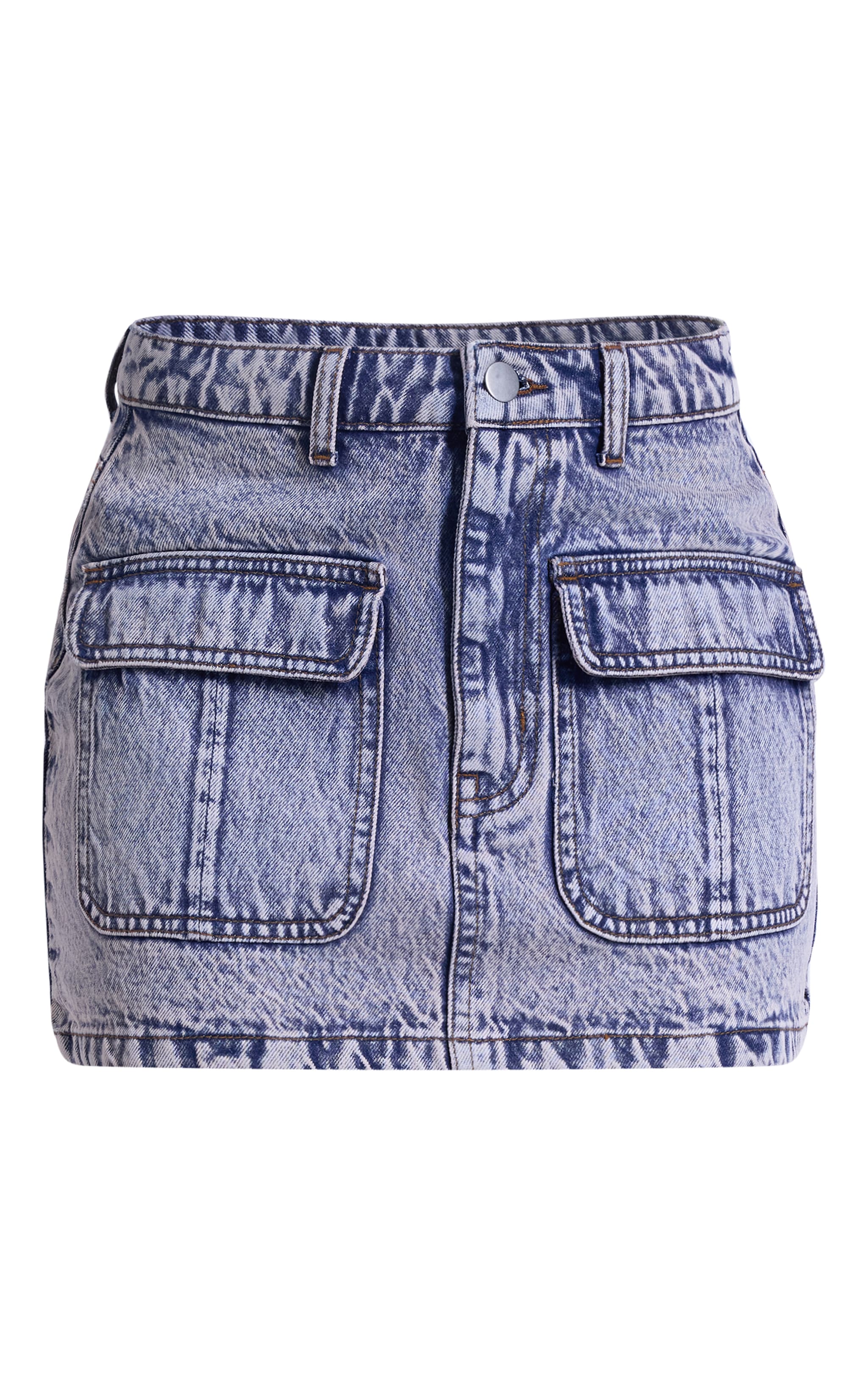 Acid Wash Pocket Detail Denim Mini Skirt image 6