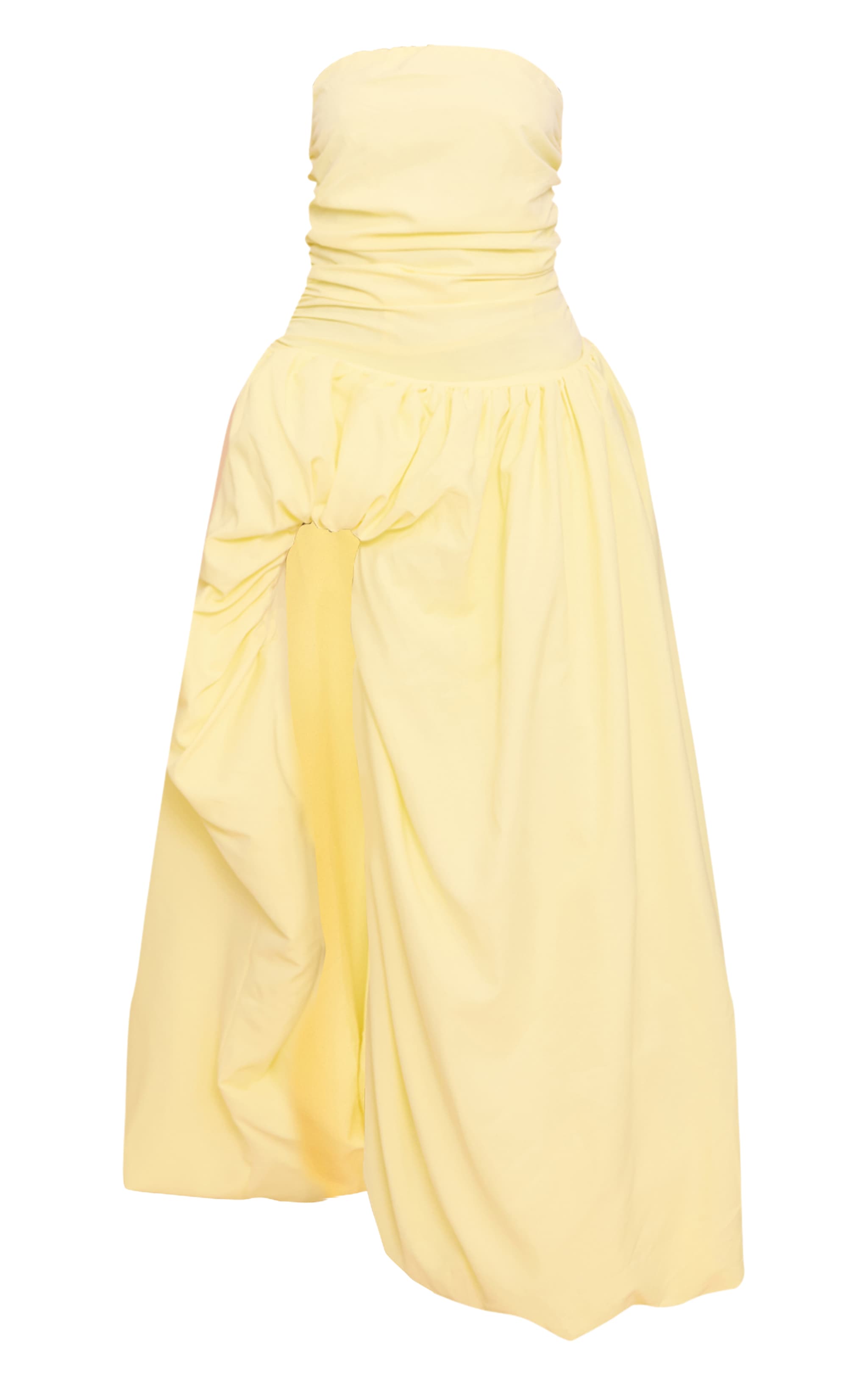 Lemon Ruched Bandeau Split Maxi Dress image 5