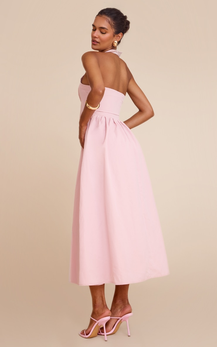 Dusty Pink Woven Button Collar Midaxi Dress image 2
