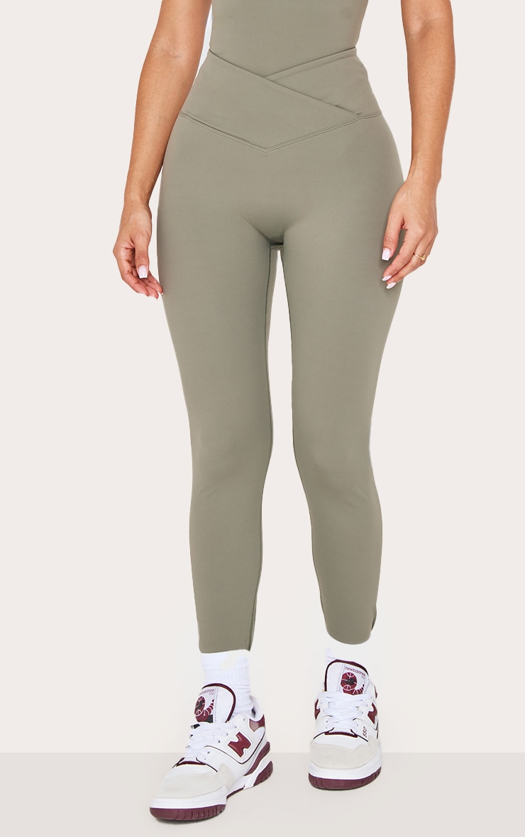 Petite Olive Sculpt Wrap Waist Gym Leggings image 2