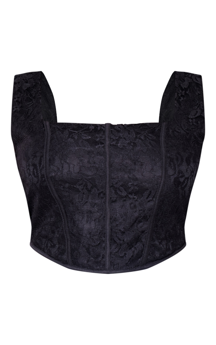 Plus Black Lace Squared Neck Corset Top image 5