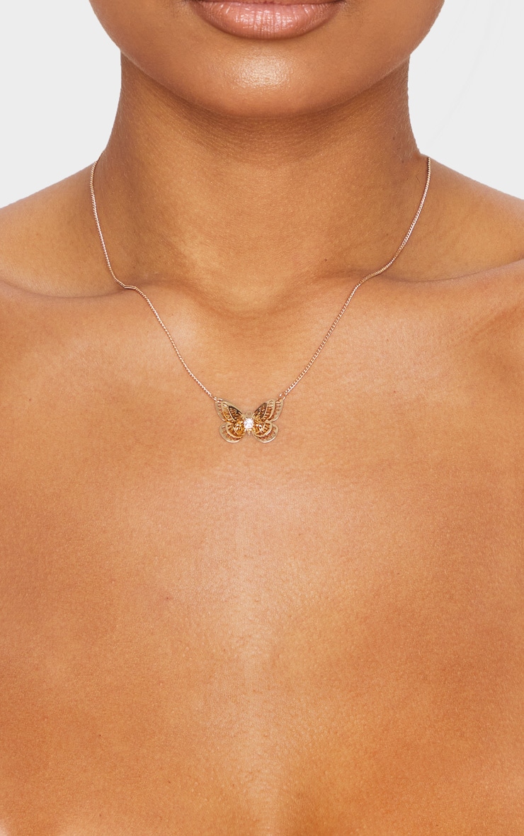 Gold Intricate Butterfly Necklace image 2