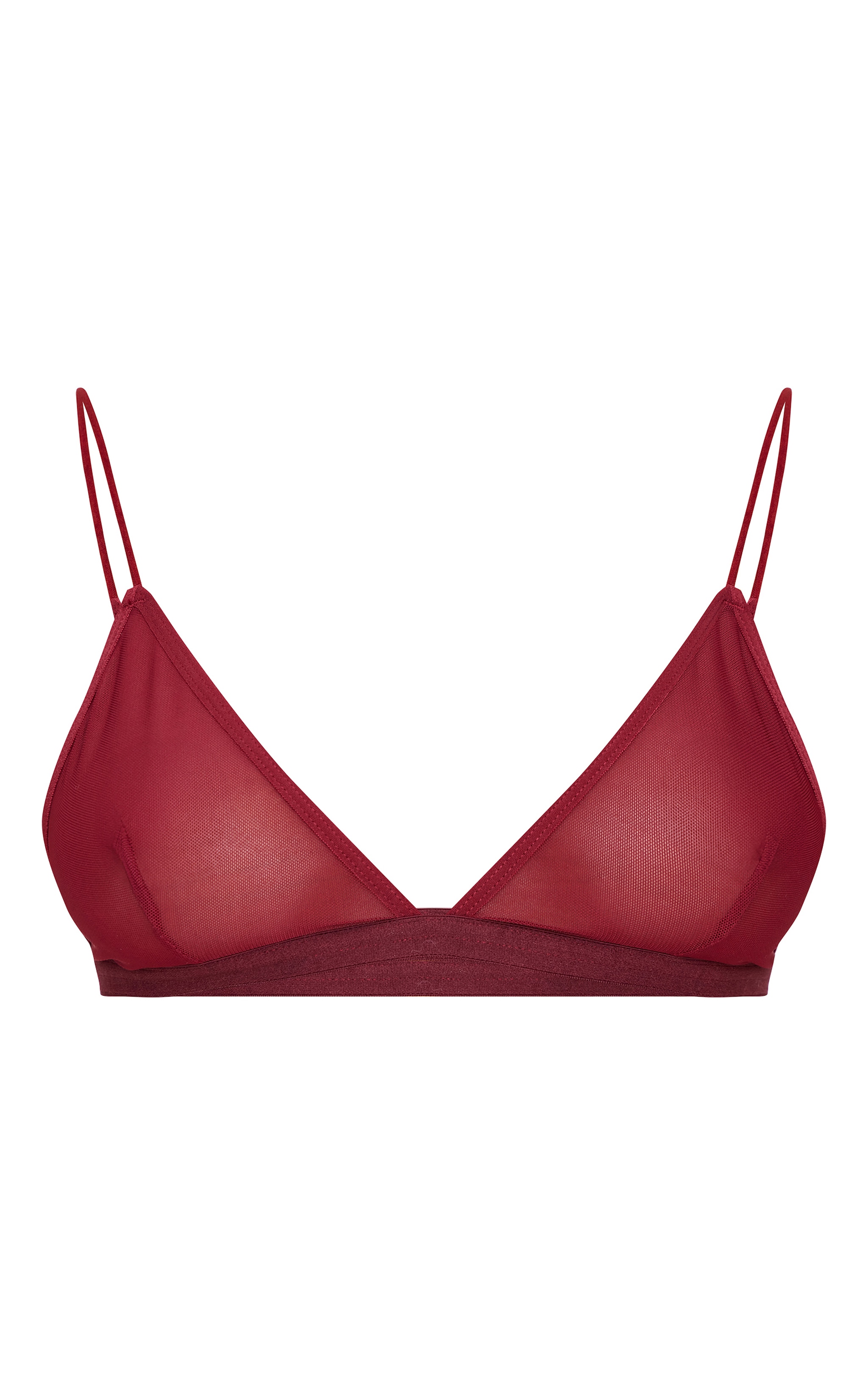 Burgundy Mesh Basic Triangle Bra image 1