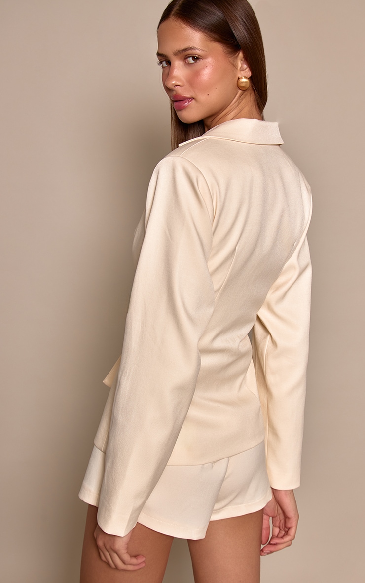 Cream Tailored Woven Button Detail Playsuit image 2