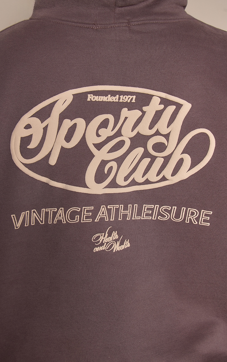 Plus Charcoal Grey Logo Oversized Hoodie image 4