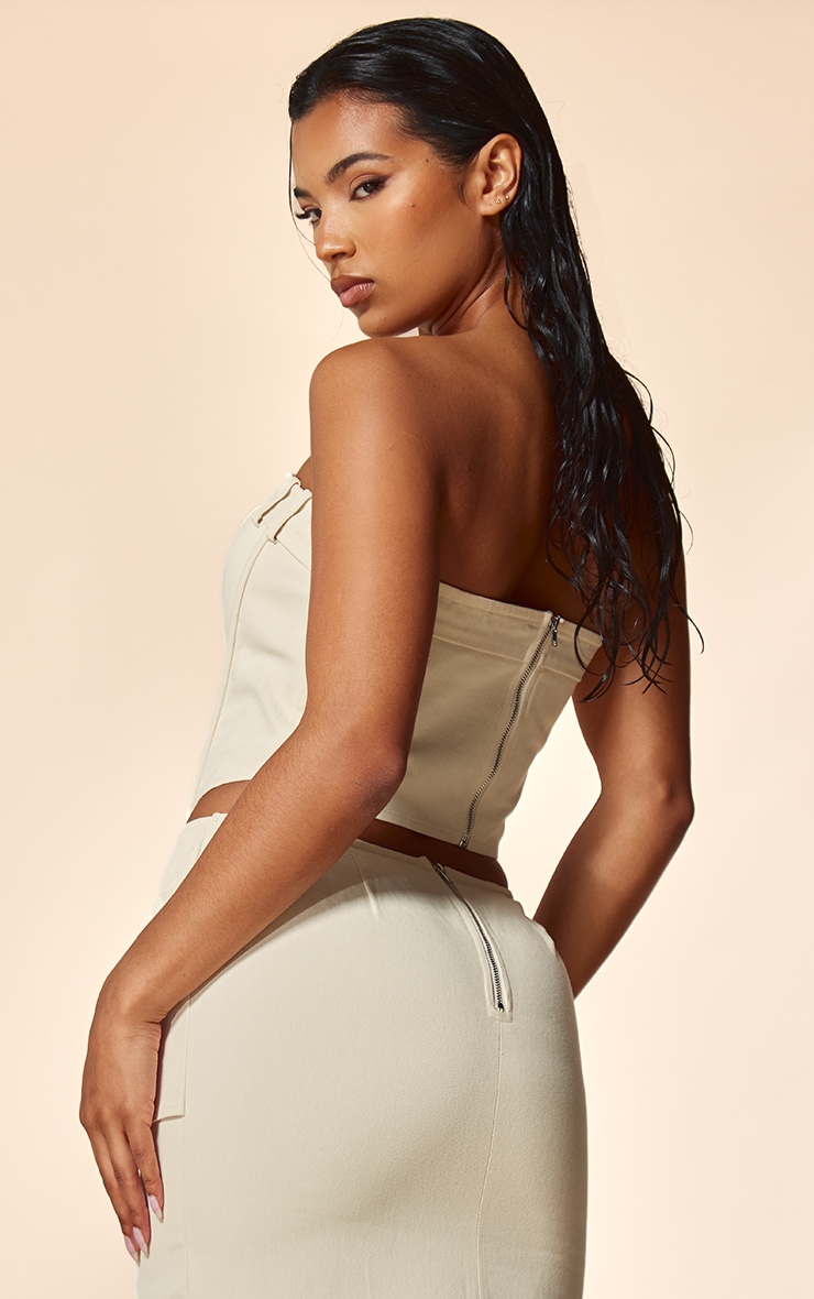 PLT Label Corset en maille sergée écrue à empiècements image 2