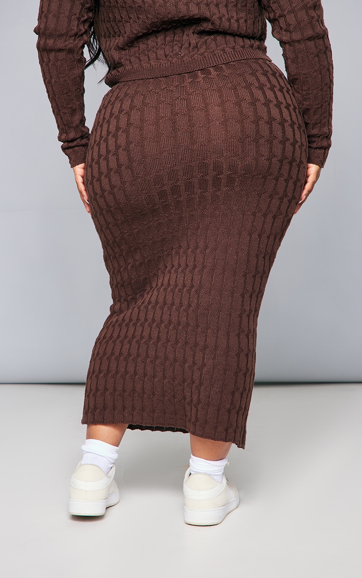 Plus Chocolate Cable Knit Midi Skirt image 2