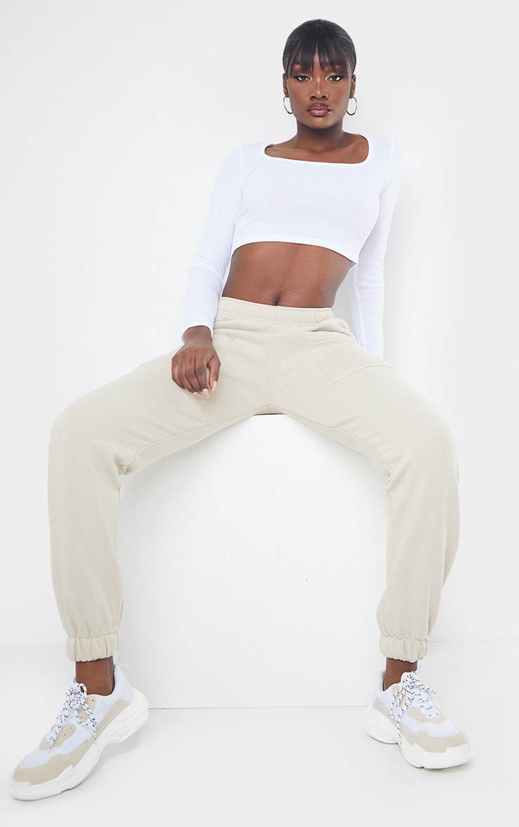 Tall White Square Neck Ribbed Long Sleeve Top PrettyLittleThing USA