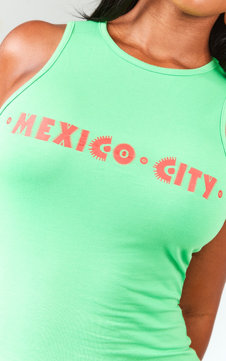 Shape Lime Green Printed Mexico City Sleeveless Mini Dress image 4
