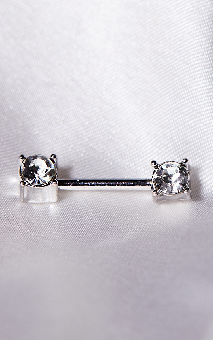 Silver Diamante Nipple Bar