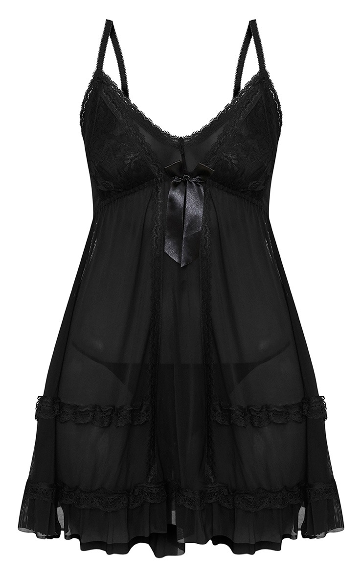 Black Strappy Chiffon Babydoll Lingerie PrettyLittleThing AUS