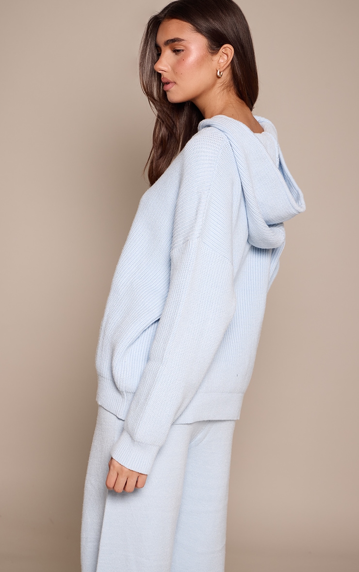Baby Blue Knitted Slouchy Hoodie image 2