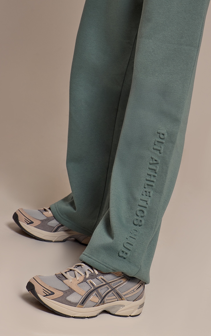 PRETTYLITTLETHING Sage Athletics Club Embossed Straight Leg Track Pants image 4
