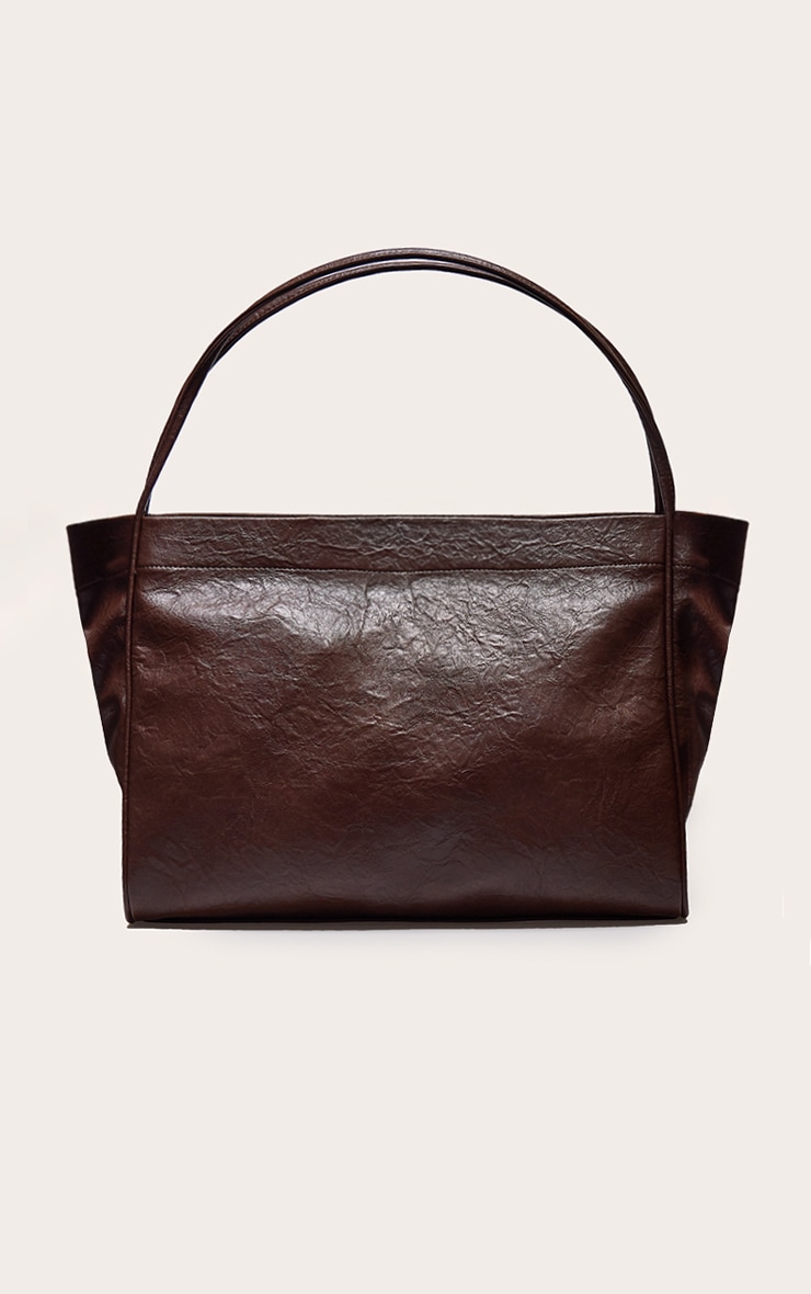 Set de 2 sacs pochette et tote bag carrés crêpés chocolat image 3