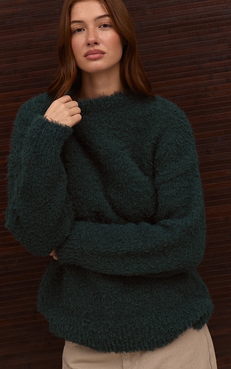 Pull oversize en maille tricot teddy vert émeraude image 4