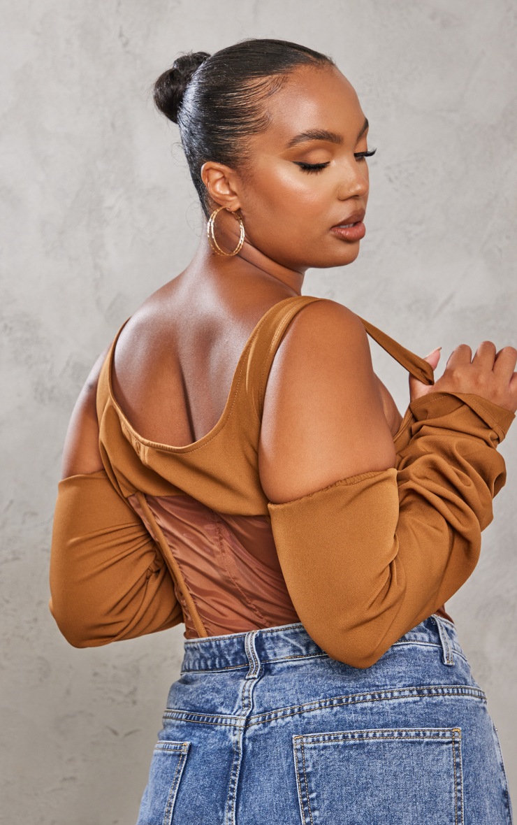 Plus Chocolate Organza Corset Top image 2