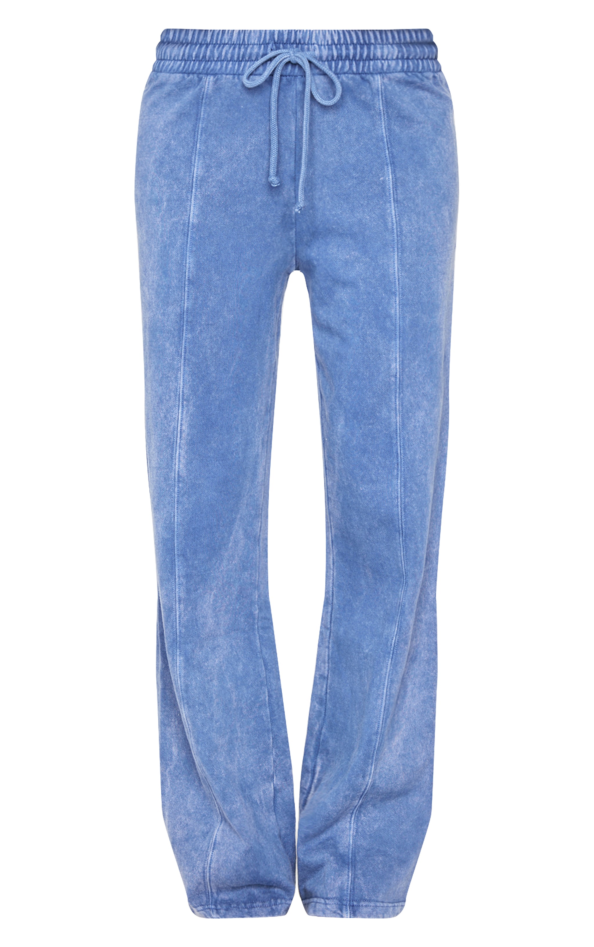 Blue Washed Seam Detail Wide Leg Sweatpants image 5