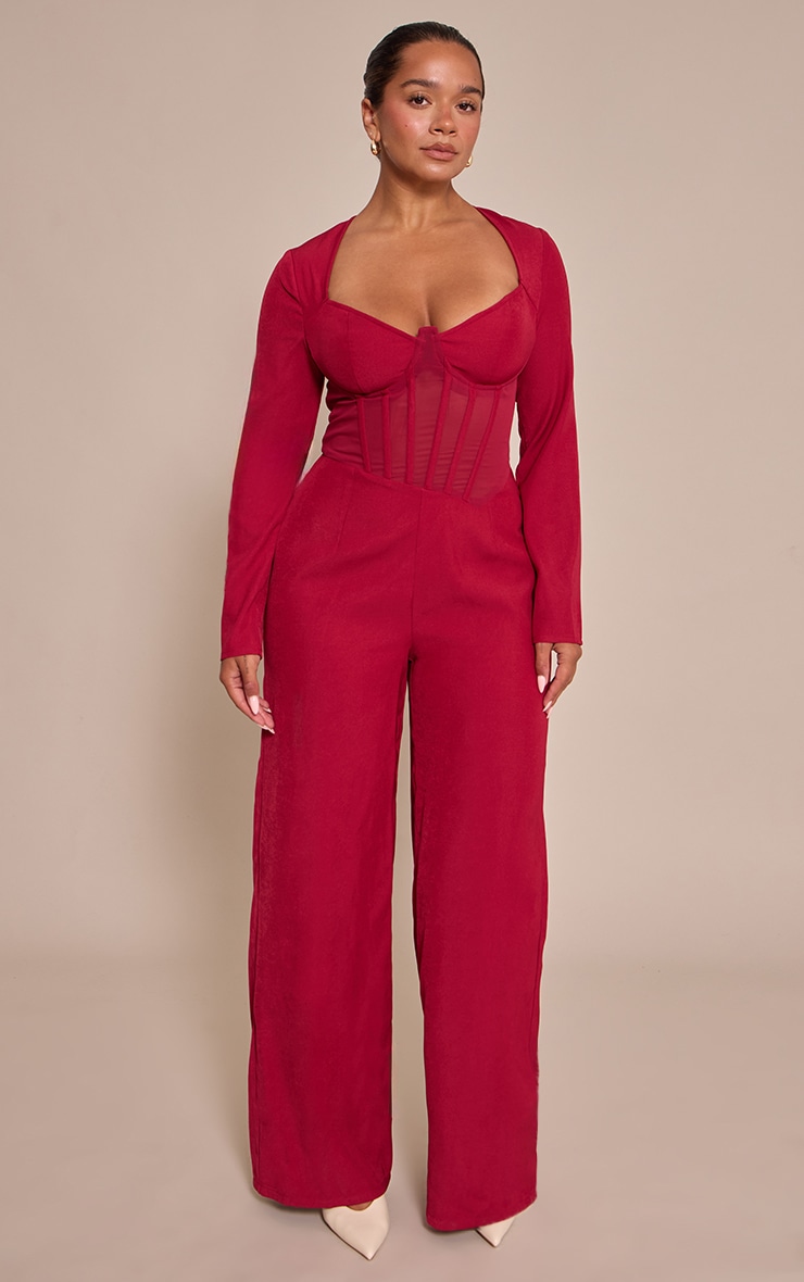 Shape Red Tailored Woven Corset Jumpsuit image 1
