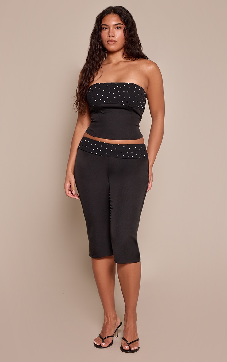 Shape Black Polka Dot Waistband Capri Tailored Pants