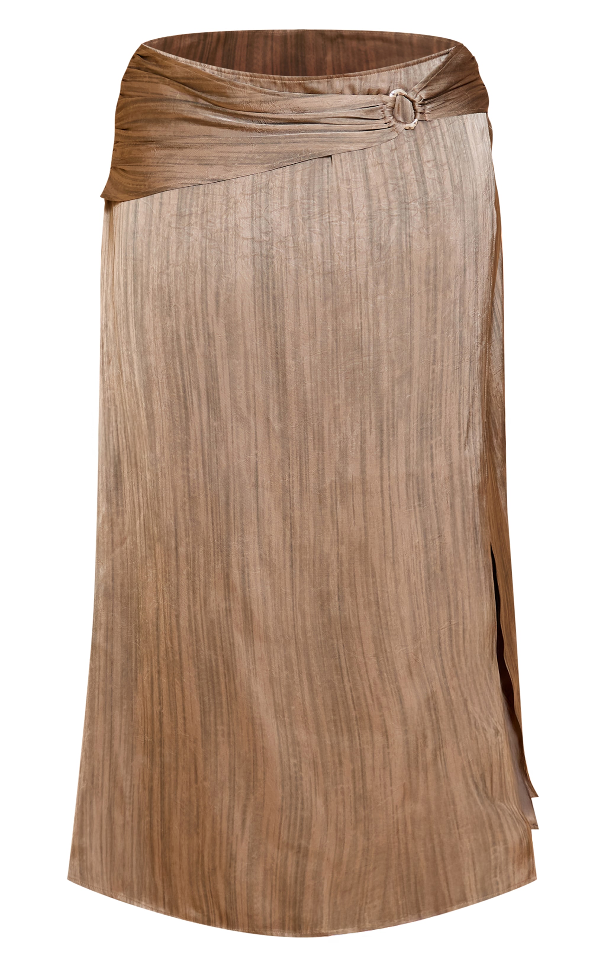 Plus Grey Textured Printed Satin Metal Trim Split Midi Skirt image 5