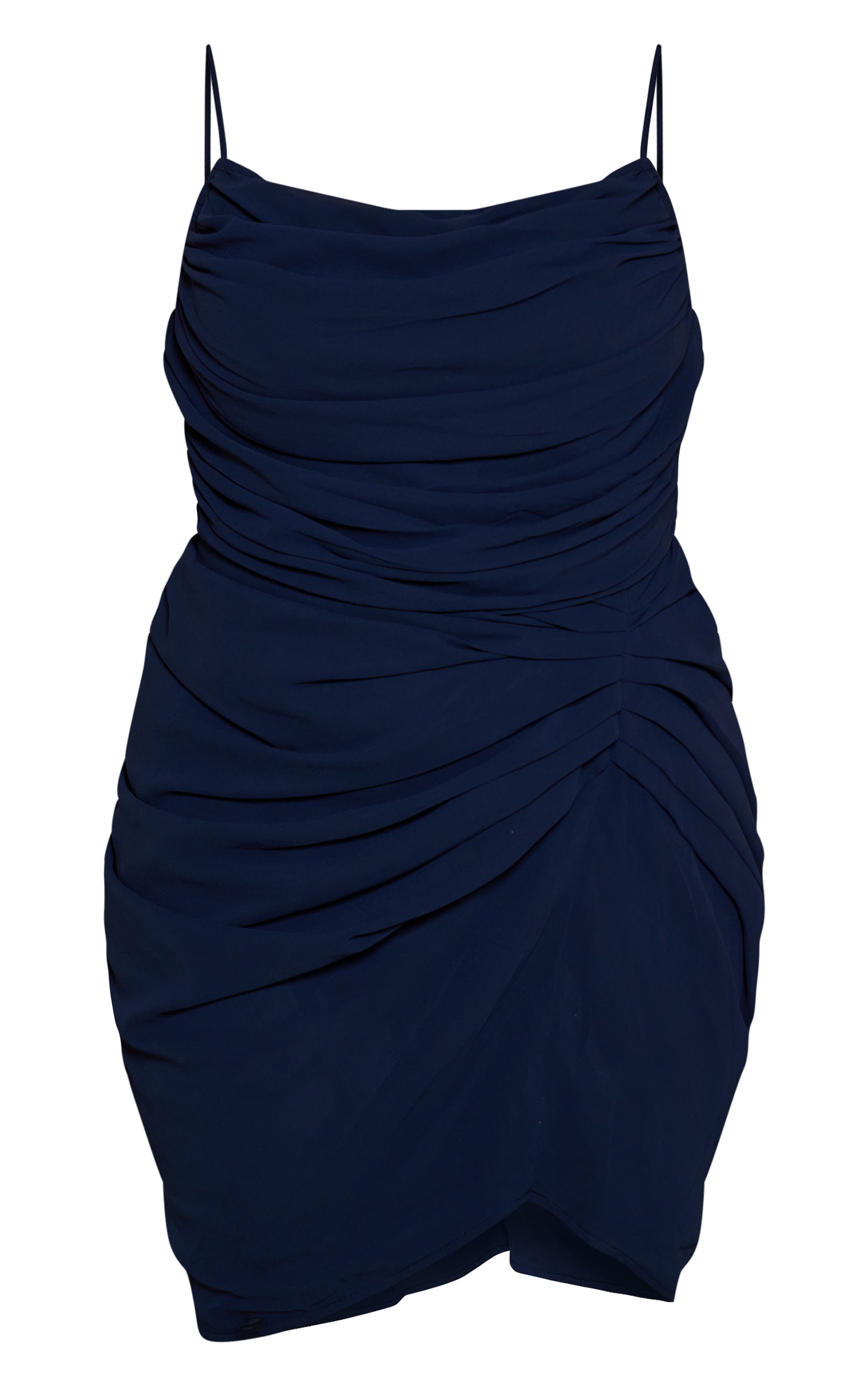 Plus Navy Chiffon Drape Ruched Detail Mini Dress  image 5