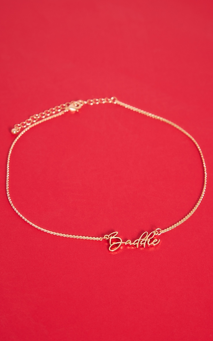 Gold Baddie Script Necklace image 3