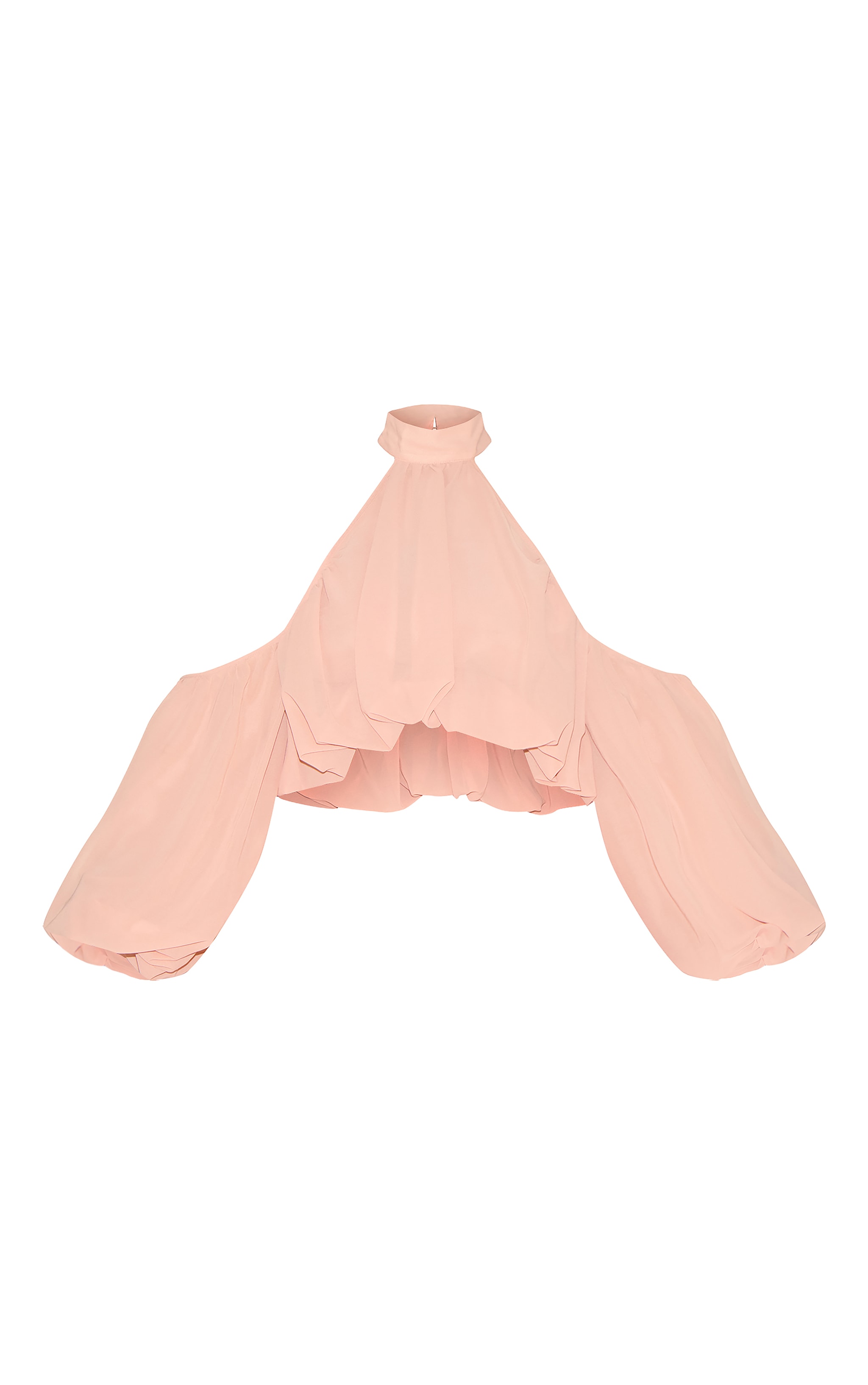 Shape Peach Chiffon High Neck Off Shoulder Blouse image 5