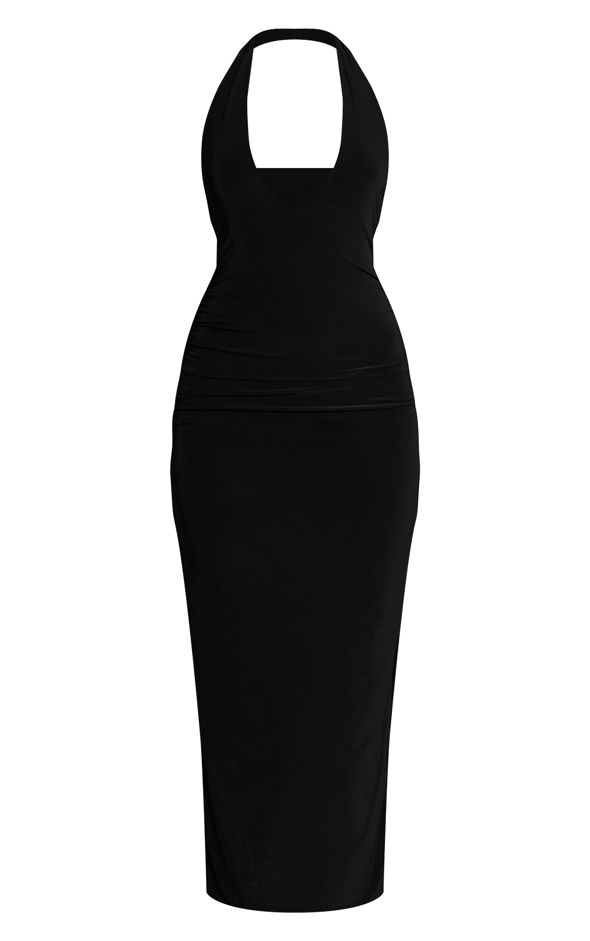 Black Slinky Extreme Plunge Bodycon Maxi Dress. image 5