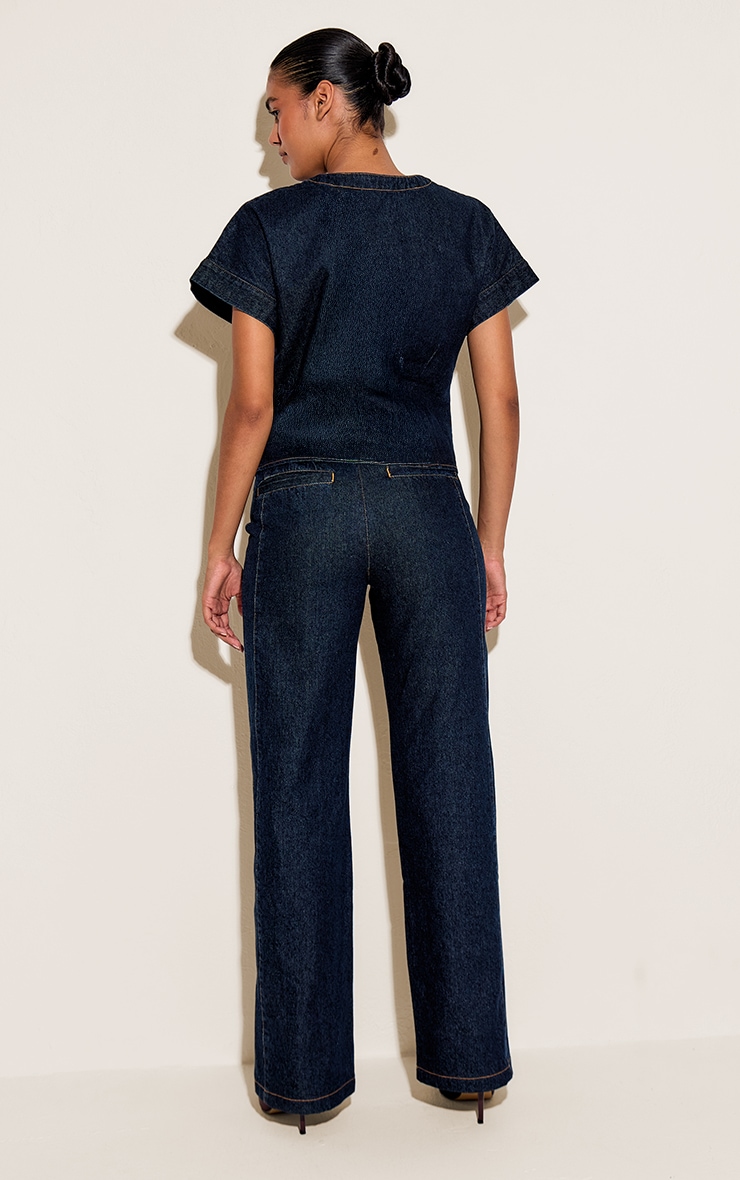 Indigo Seam Detail Wide Leg Jeans image 3