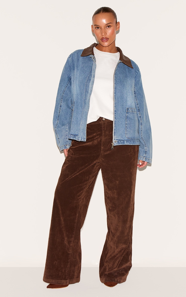 Plus Pantalon large en suédine marron image 2