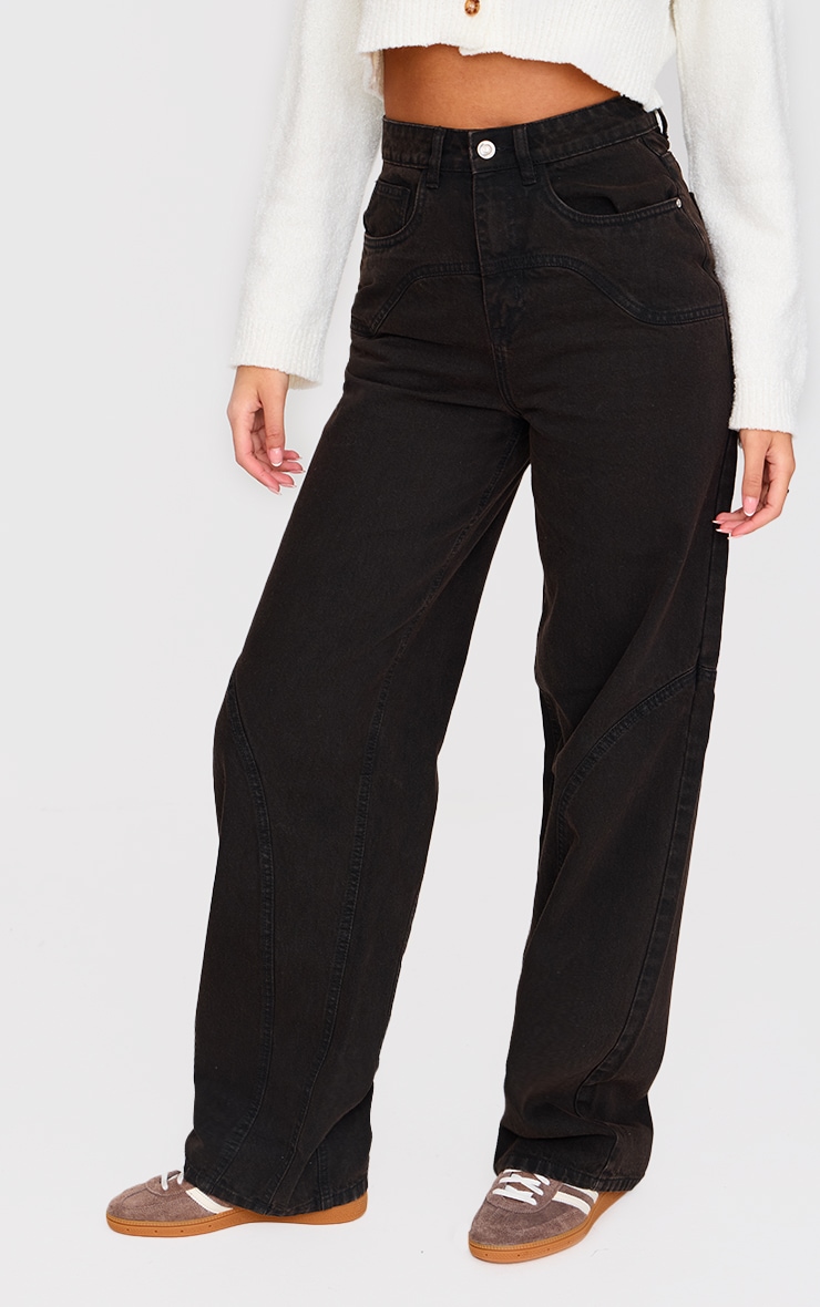 Tall Dark Chocolate High Waist Western Seam Detail Jeans image 2