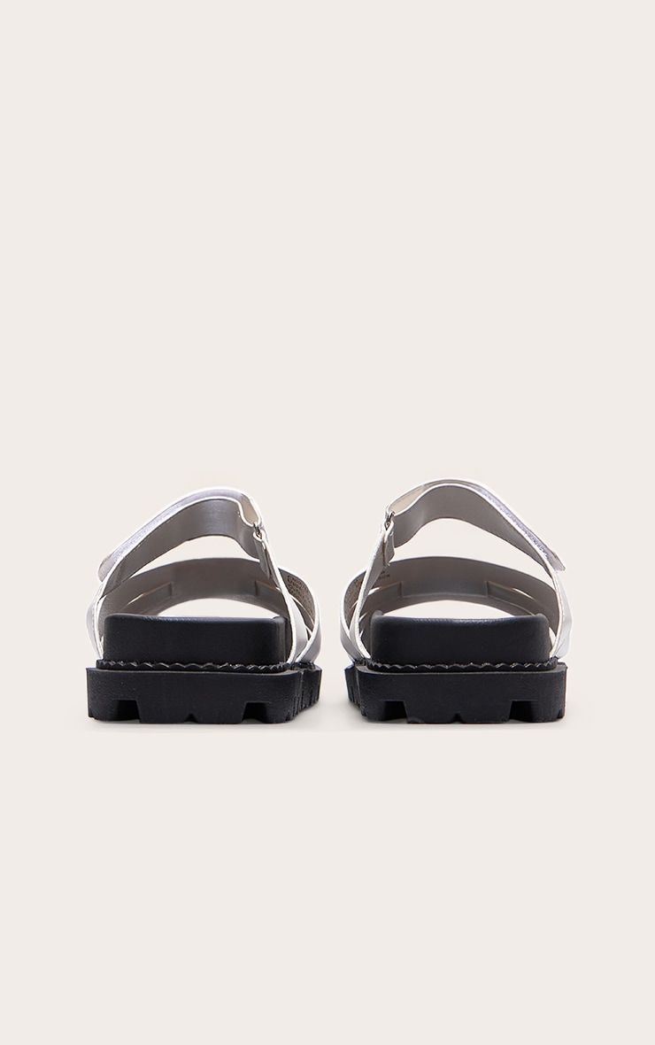 white chunky velcro sandals