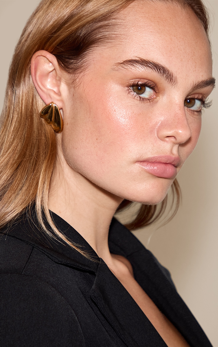 Gold Water Resistant Droplet Stud Earrings