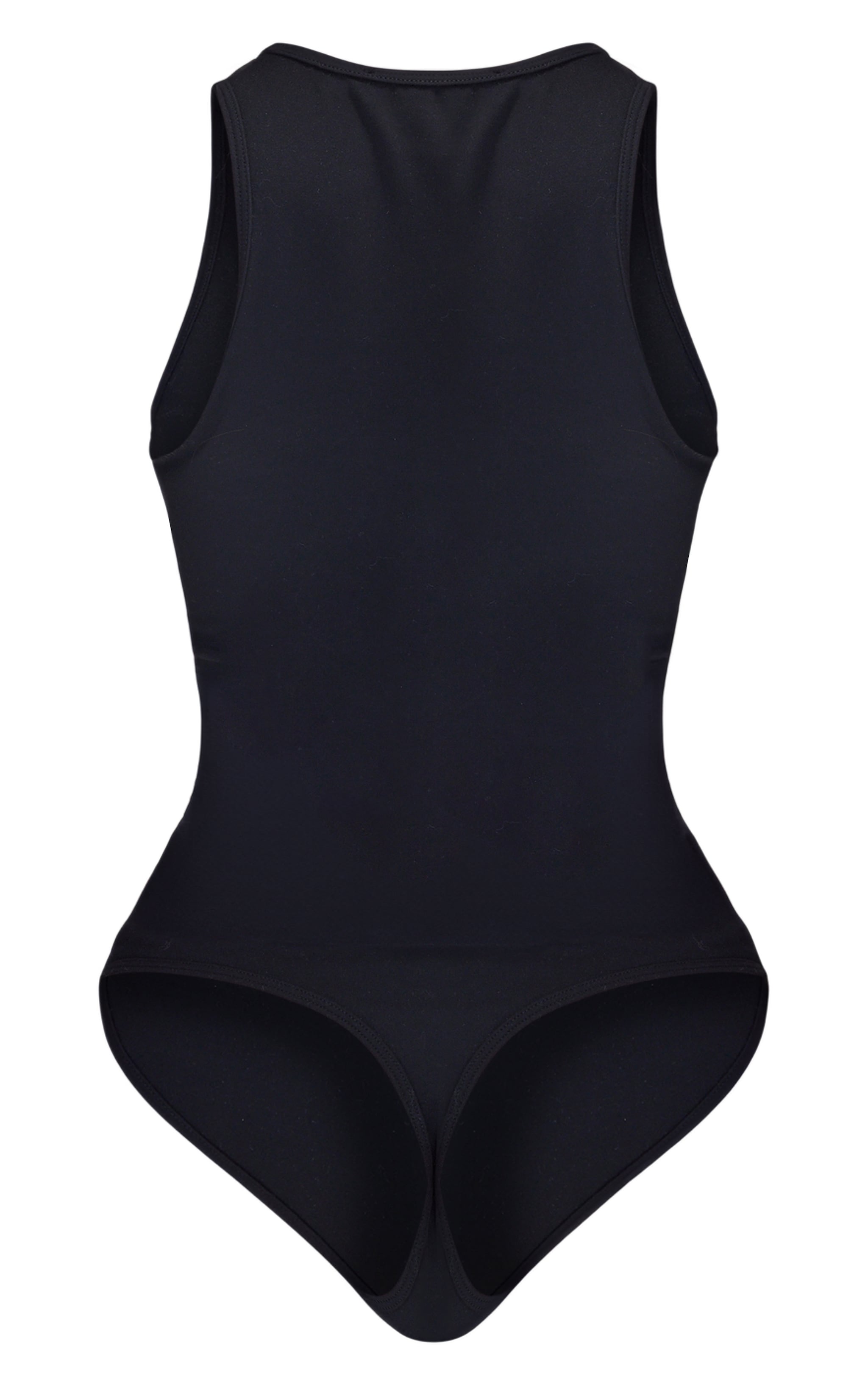 Petite Black Snatched Sculpt Racer Bodysuit image 3