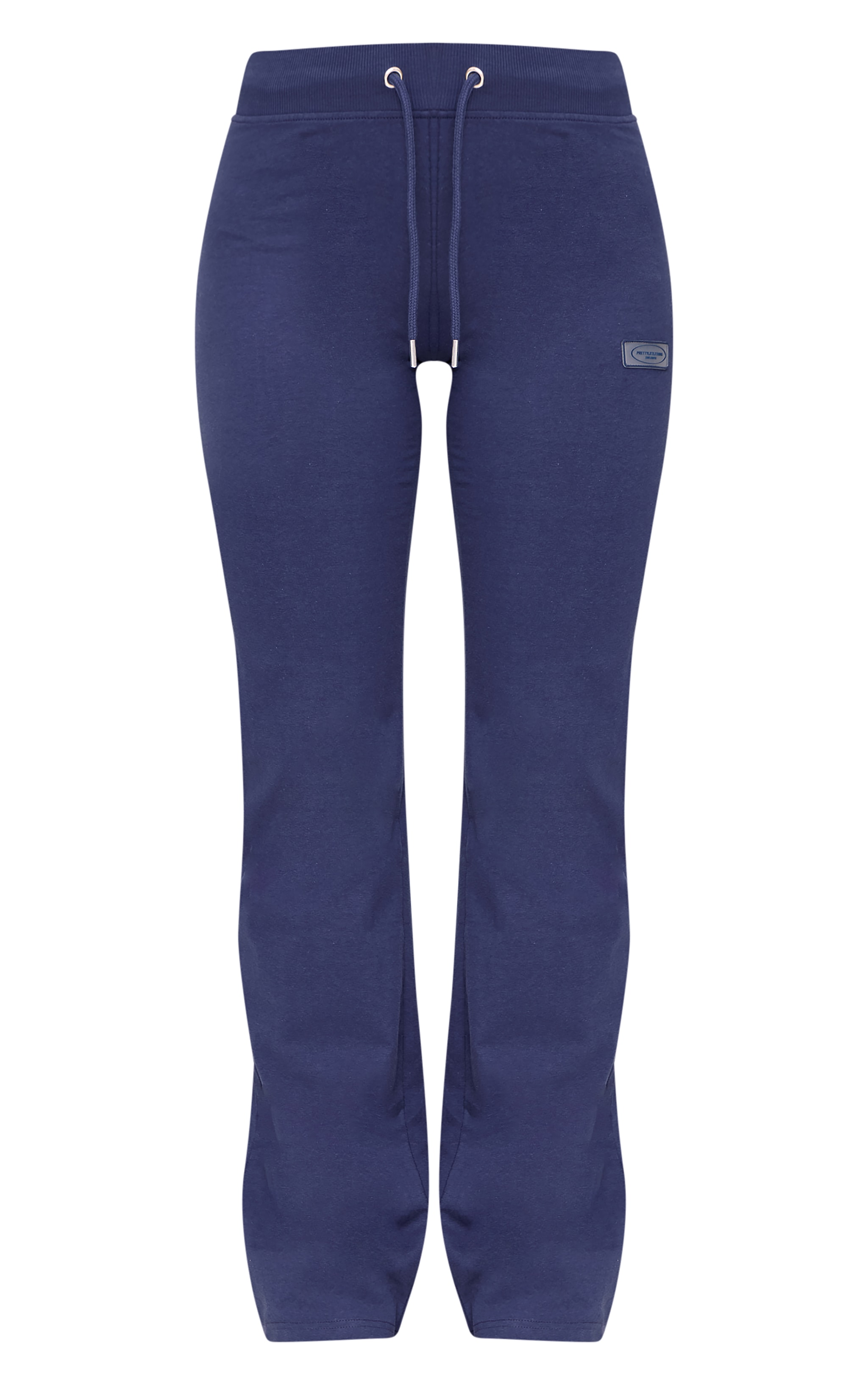 PRETTYLITTLETHING Pantalon droit bleu marine à taille basse et détail badge image 5